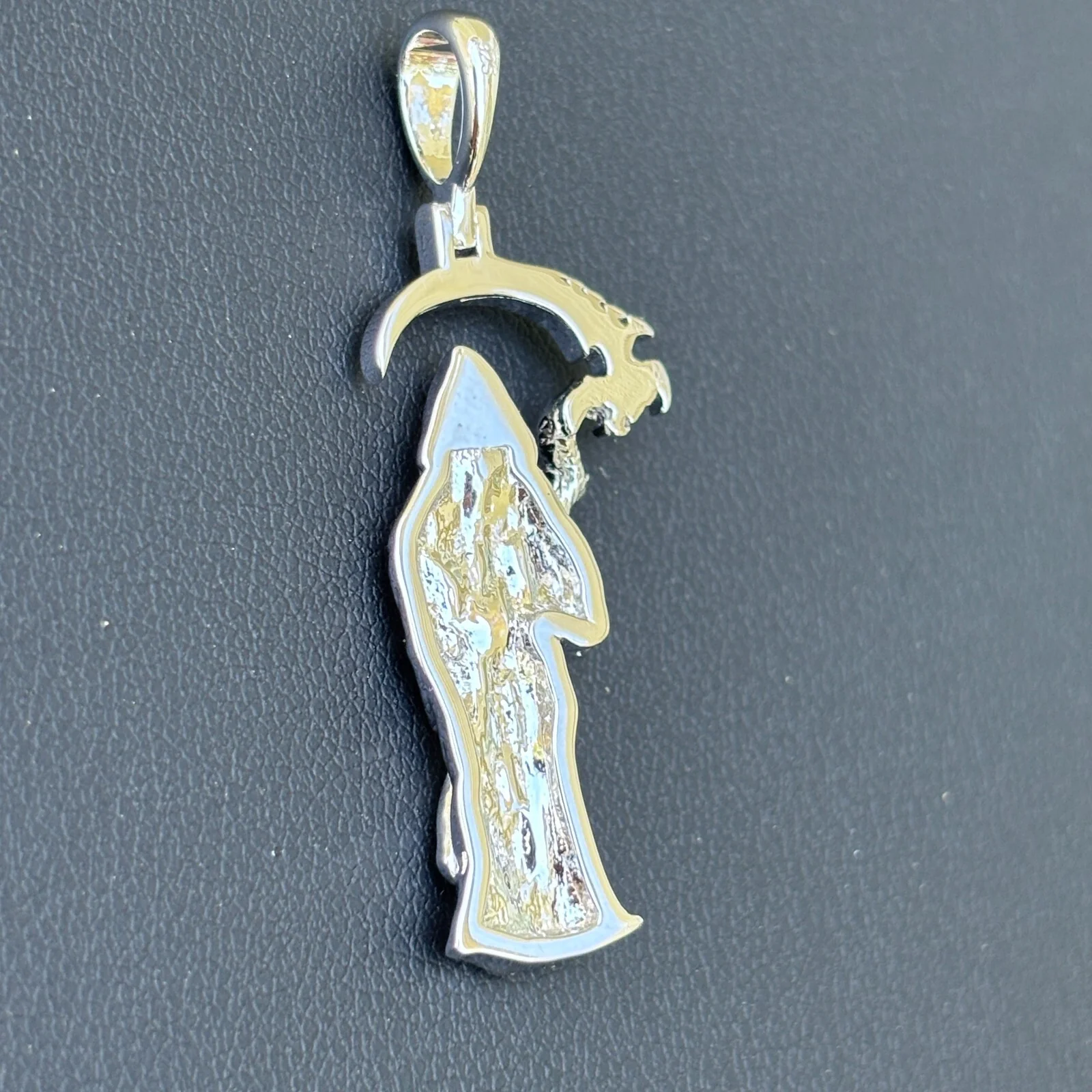925 Sterling Silver Santa Muerte Grim Reaper Pendant - Image 9