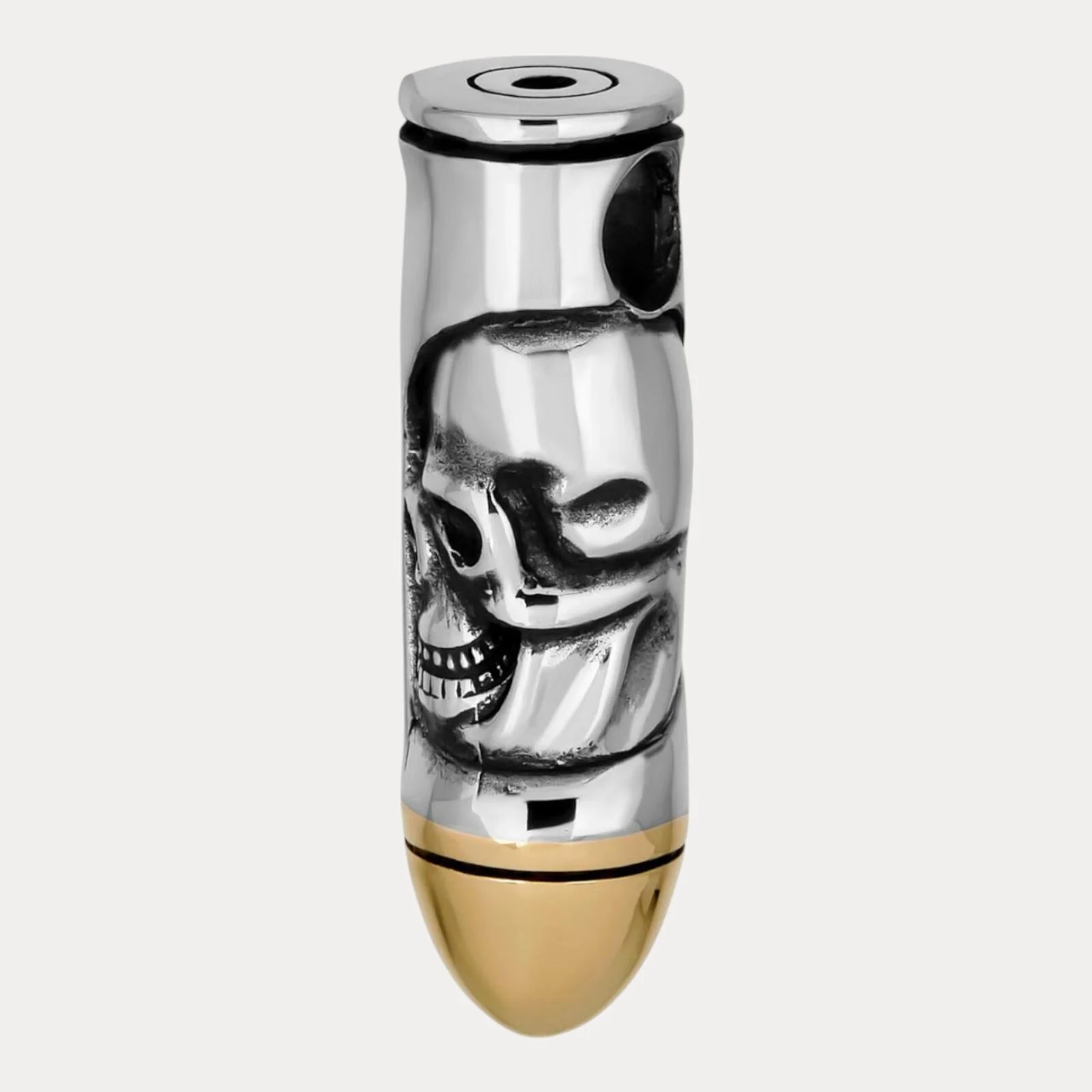 925 Sterling Silver Bullet W. Skull Pendant