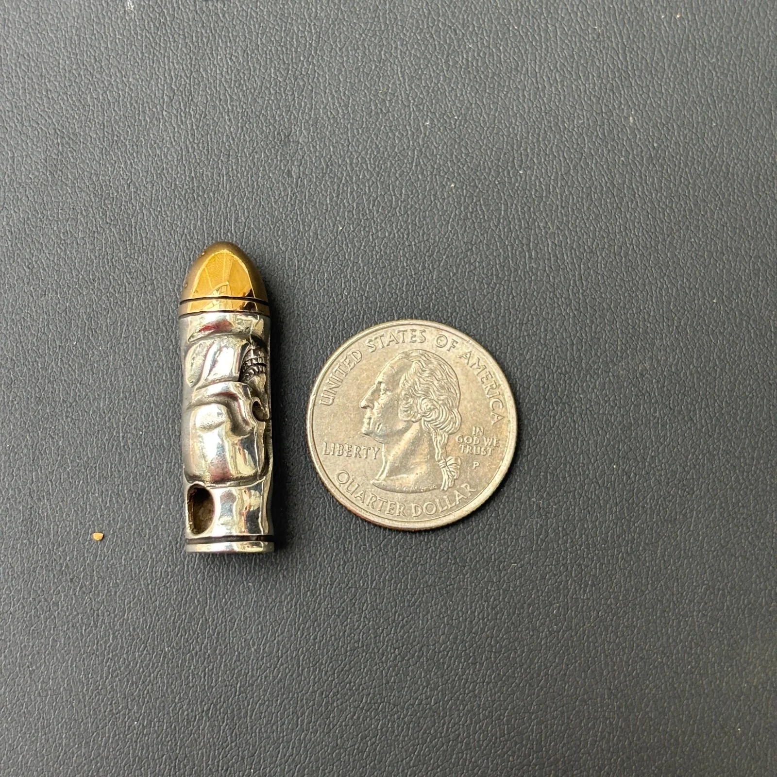 925 Sterling Silver Bullet W. Skull Pendant - Image 3