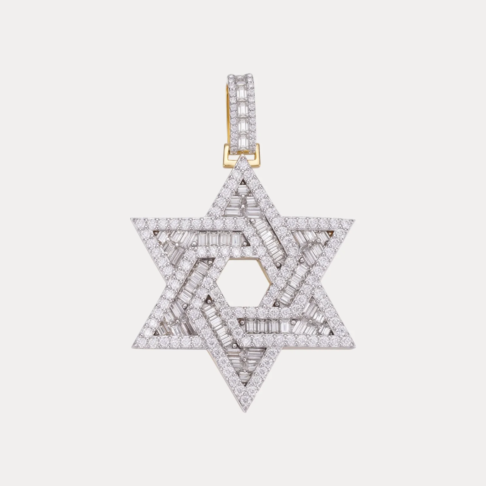 925 Sterling Silver Baguette Moissanite Star Of David Pendant - Small - Image 2