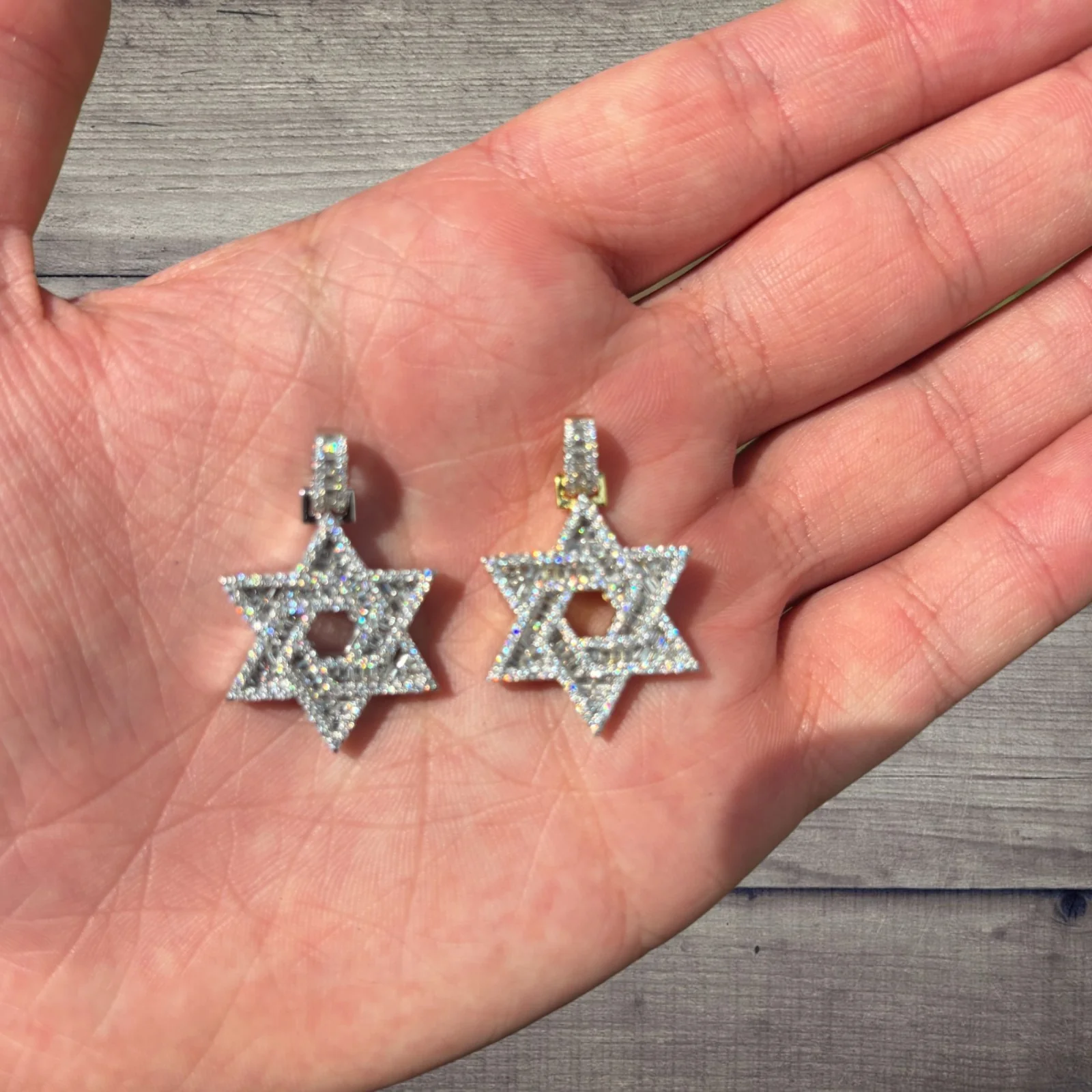 925 Sterling Silver Baguette Moissanite Star Of David Pendant - Small - Image 7