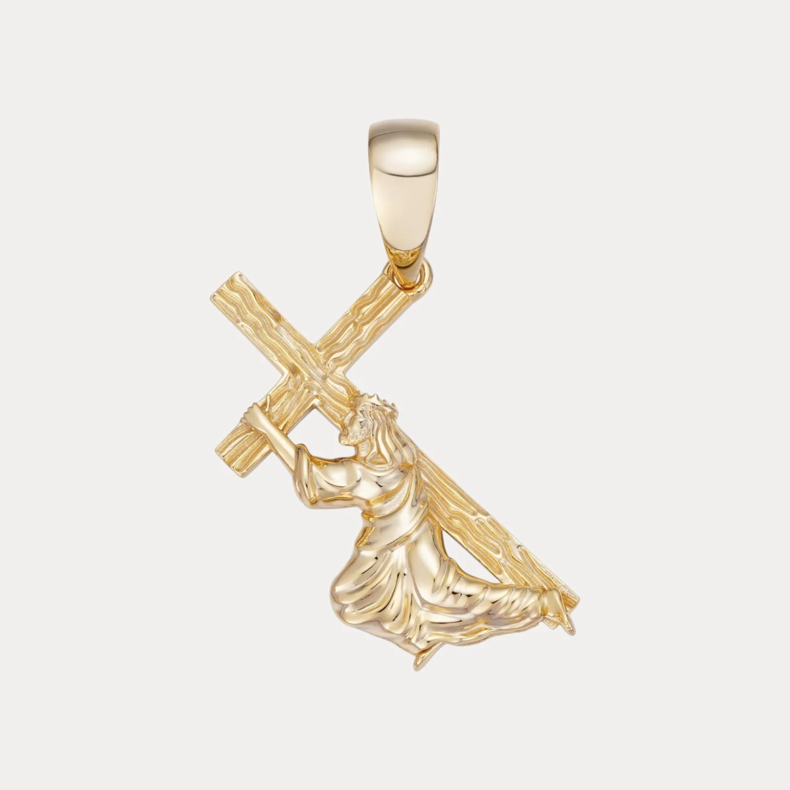925 Sterling Silver Jesus Carrying Cross Pendant - Small - Image 2
