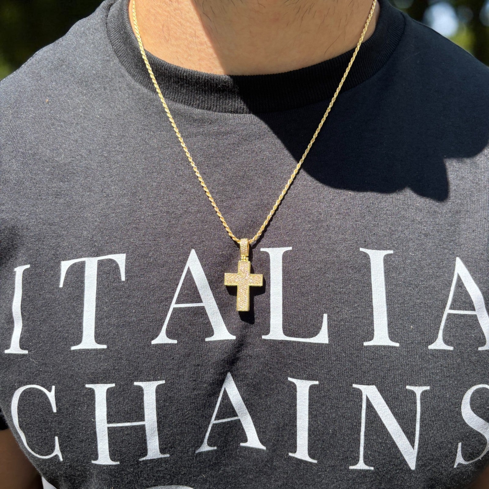 925 Sterling Silver 3D Cross Pendant With Moissanite - Small - Image 12