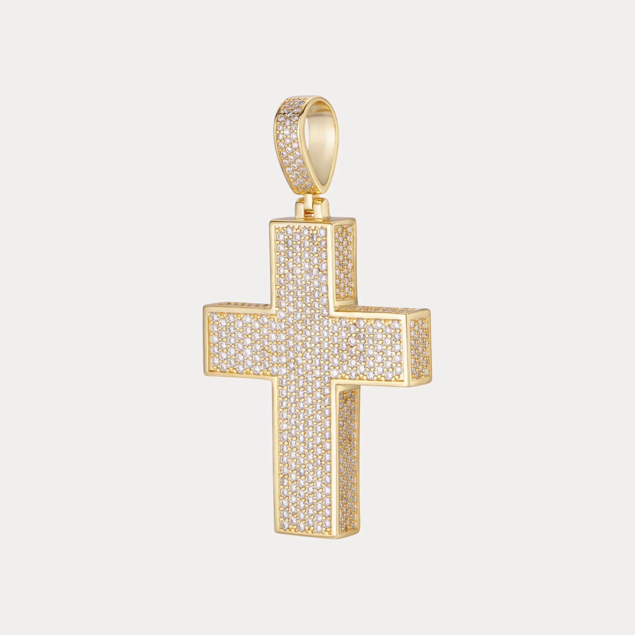 925 Sterling Silver 3D Cross Pendant With Moissanite - Small - Image 2