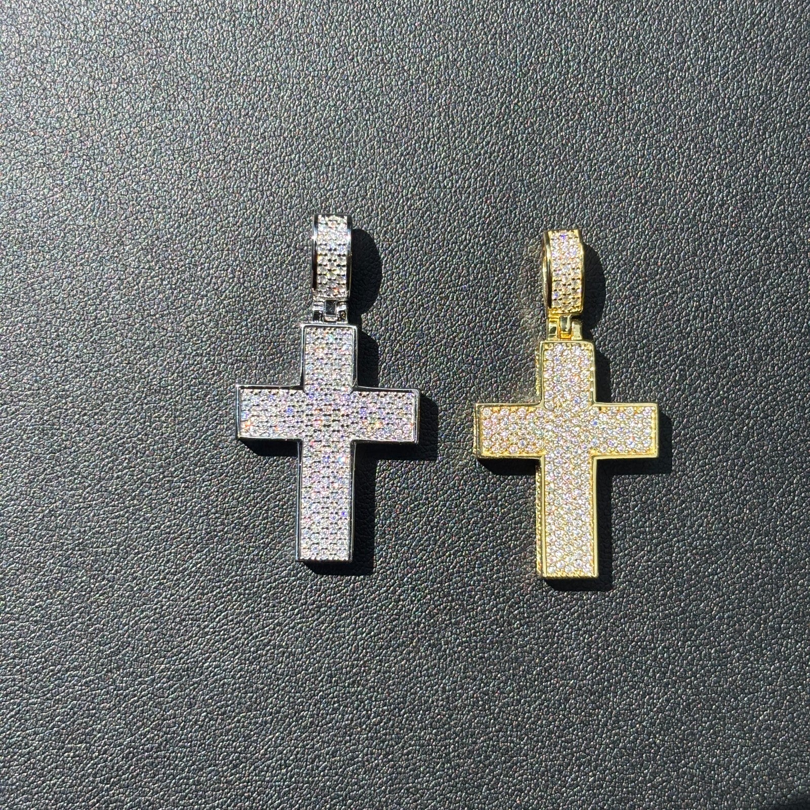 925 Sterling Silver 3D Cross Pendant With Moissanite - Small - Image 3