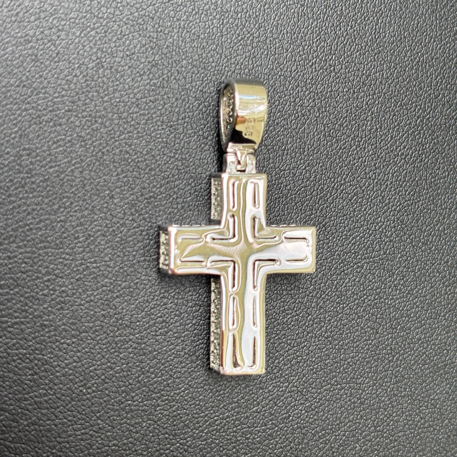 925 Sterling Silver 3D Cross Pendant With Moissanite - Small - Image 9