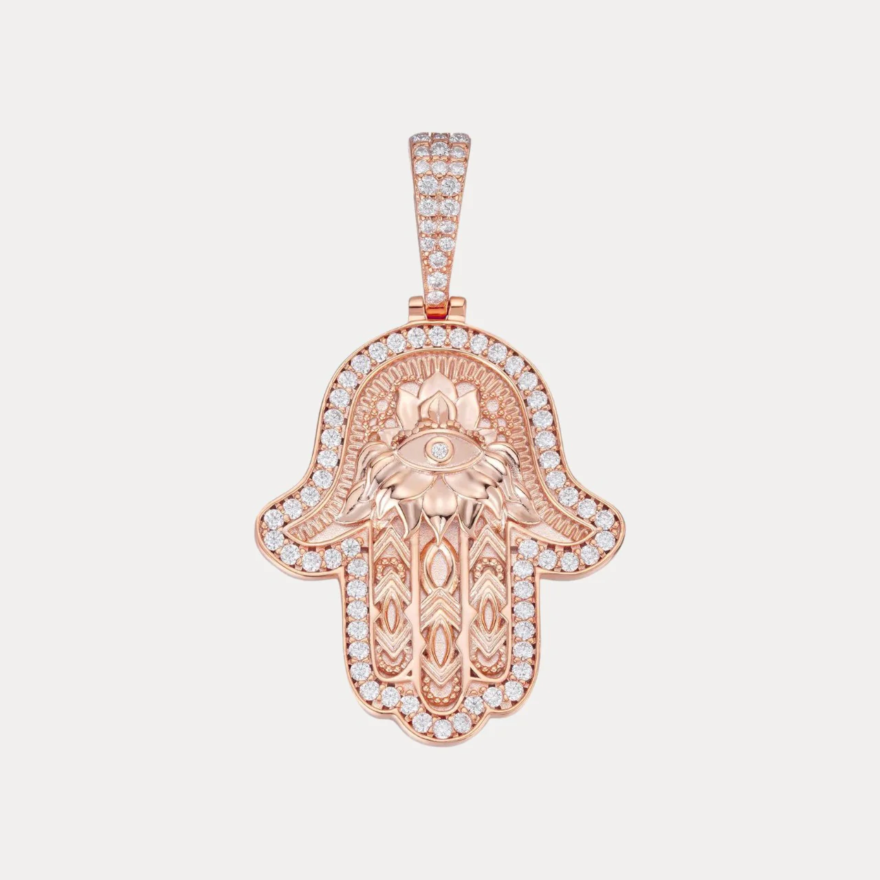 925 Sterling Silver Hamsa Hand Pendant With Moissanite - Small - Image 3
