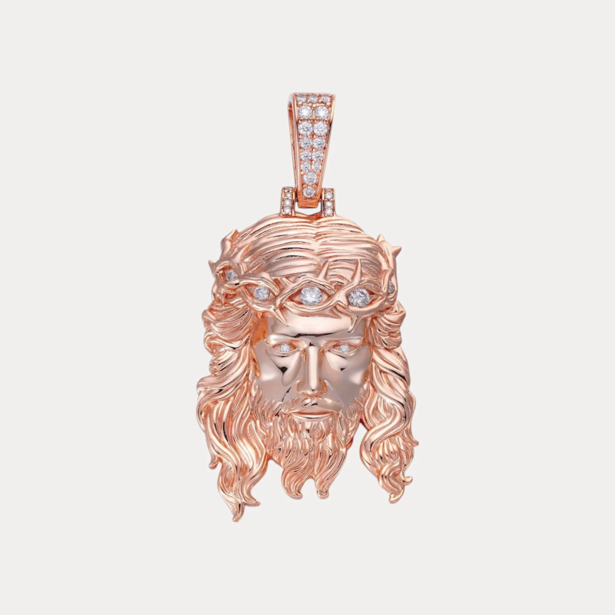 925 Sterling Silver Jesus Pendant With Moissanite - Small - Image 3