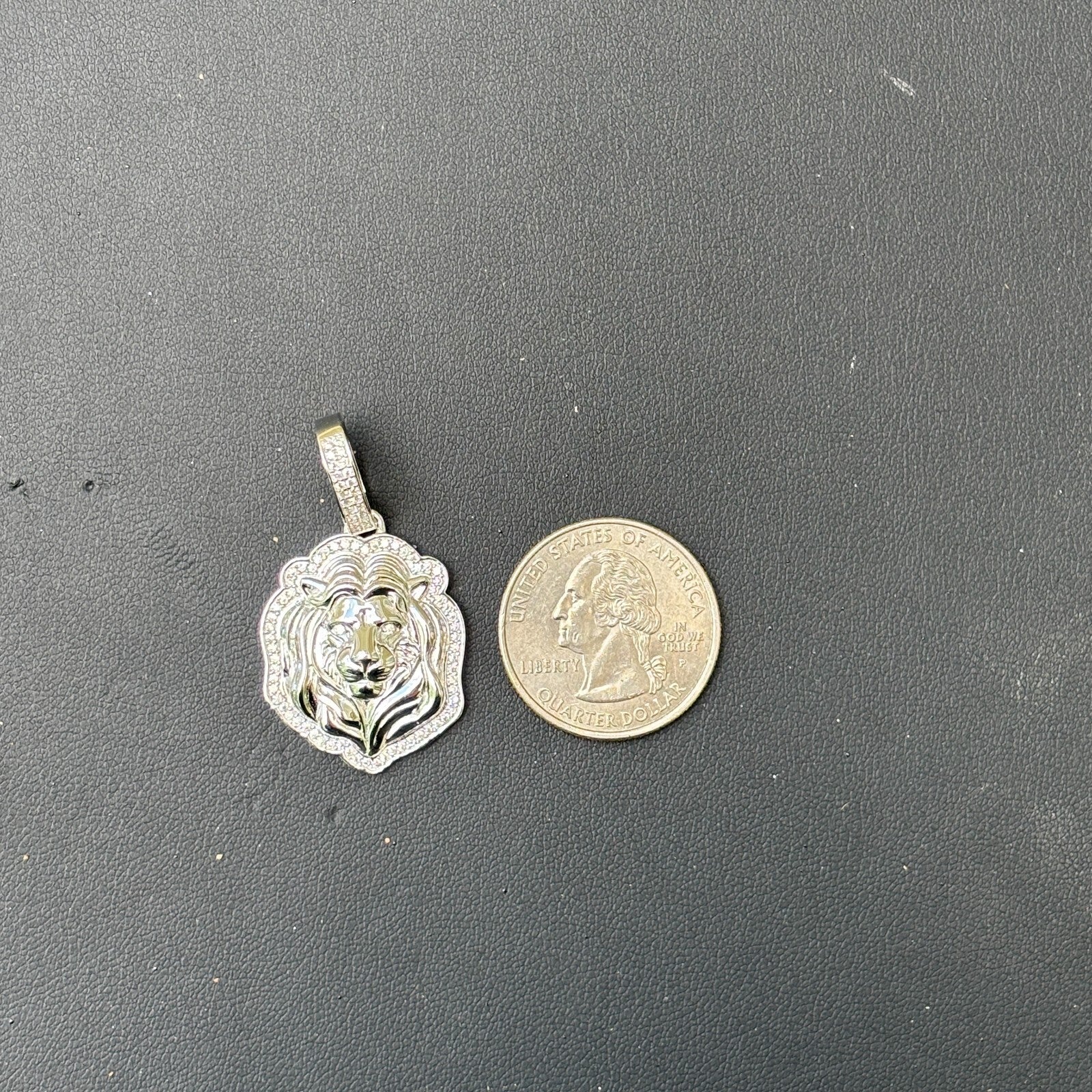 925 Sterling Silver Lion Head Pendant With Moissanite - Small - Image 6