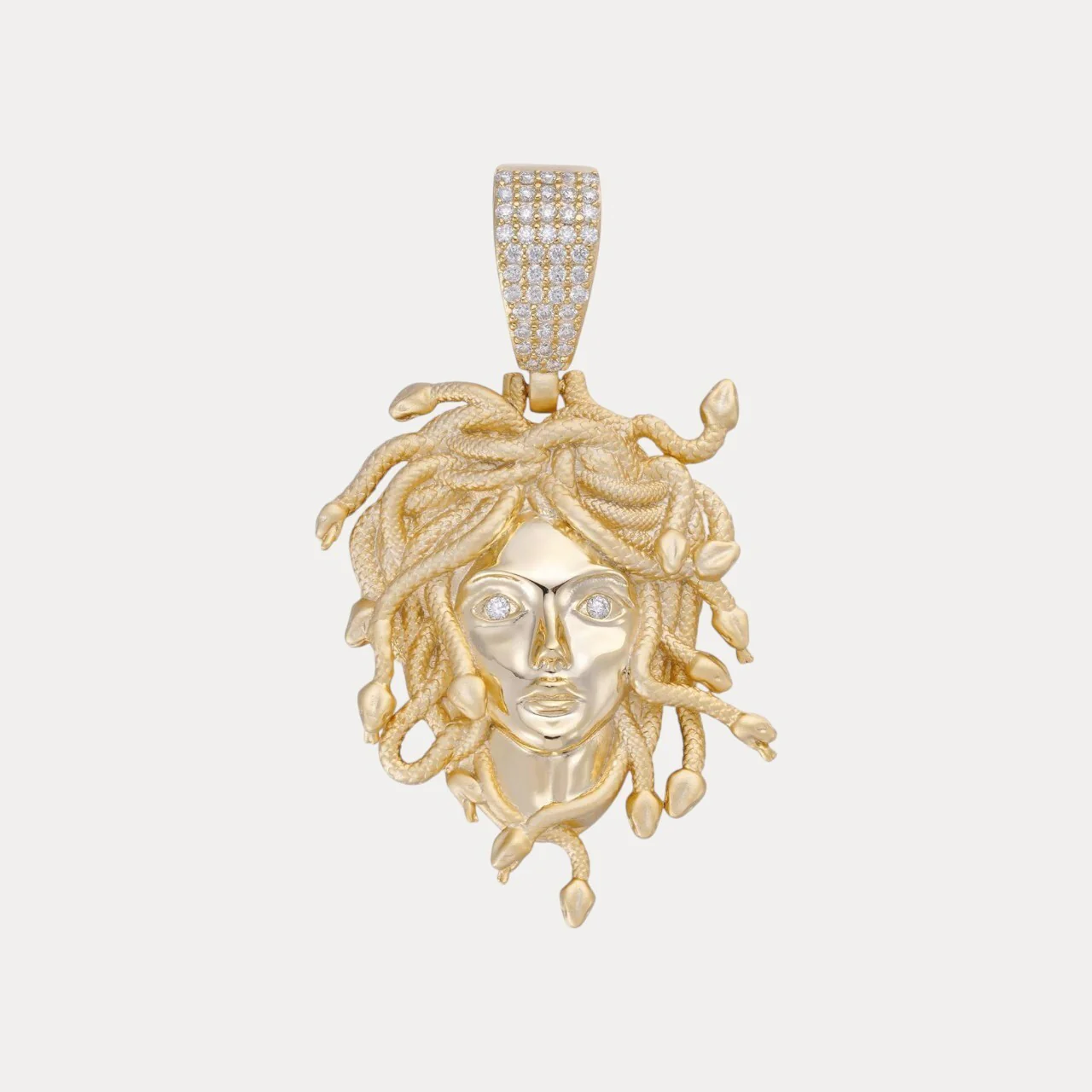 925 Sterling Silver Medusa Head Pendant With Moissanite - Small - Image 2
