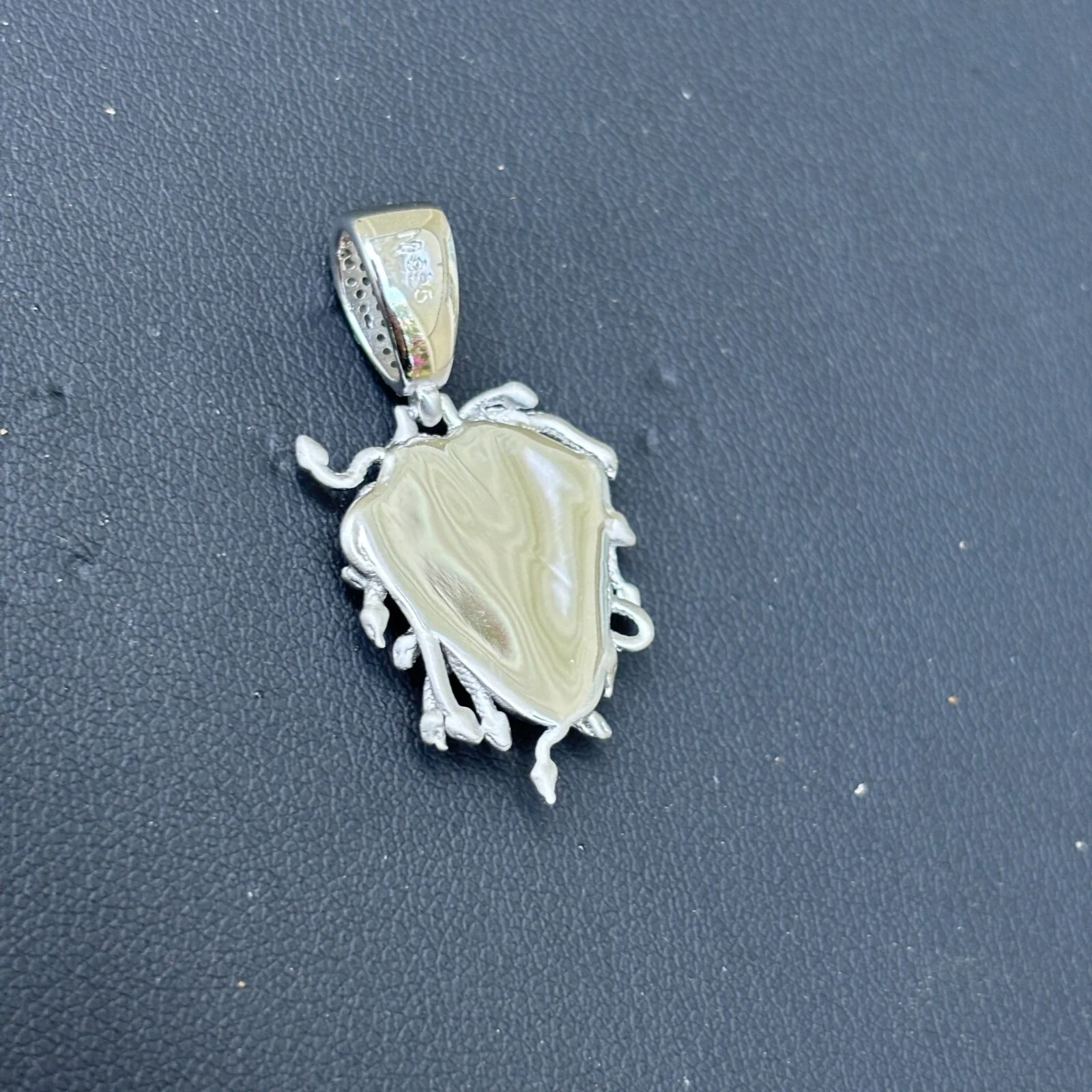 925 Sterling Silver Medusa Head Pendant With Moissanite - Small - Image 4