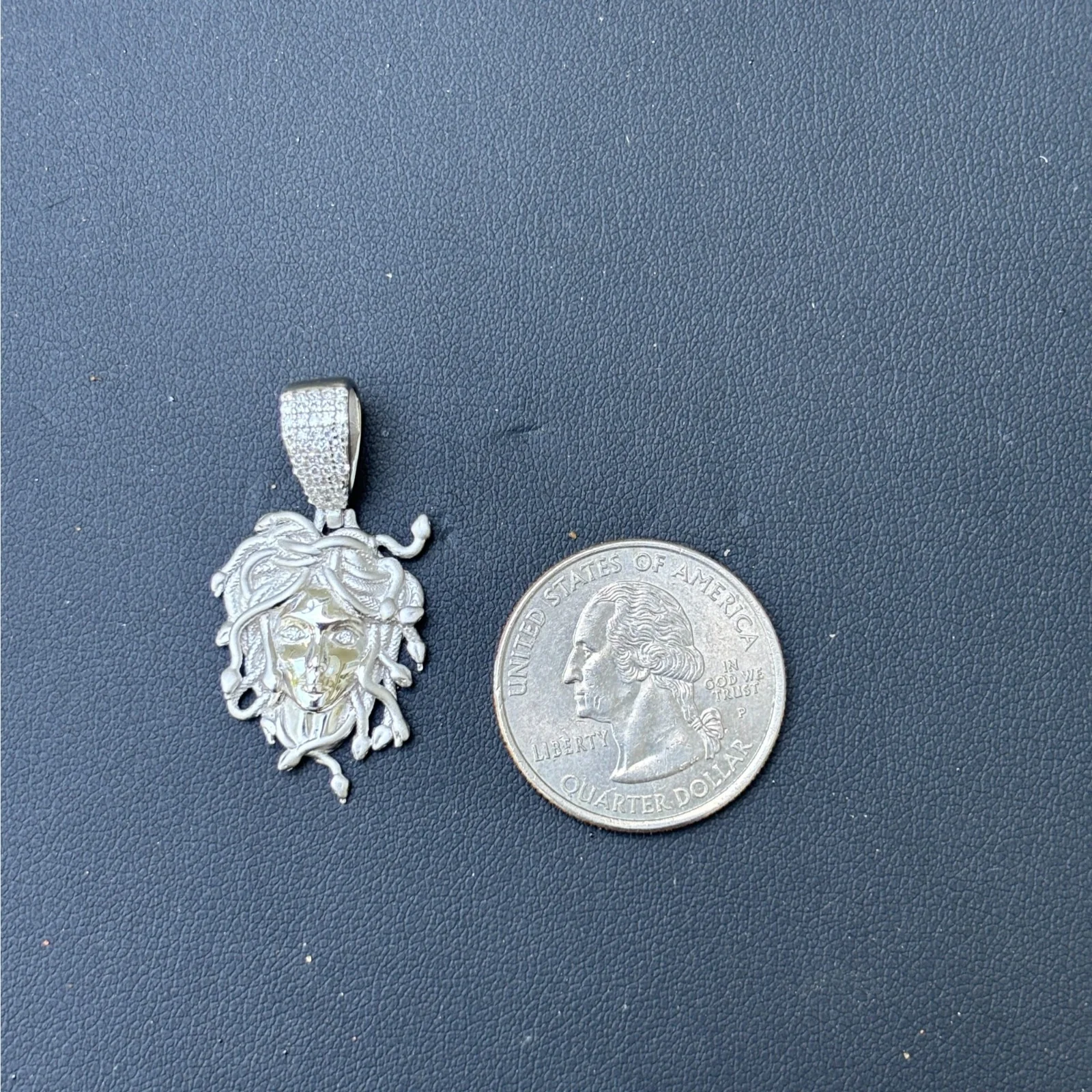 925 Sterling Silver Medusa Head Pendant With Moissanite - Small - Image 5