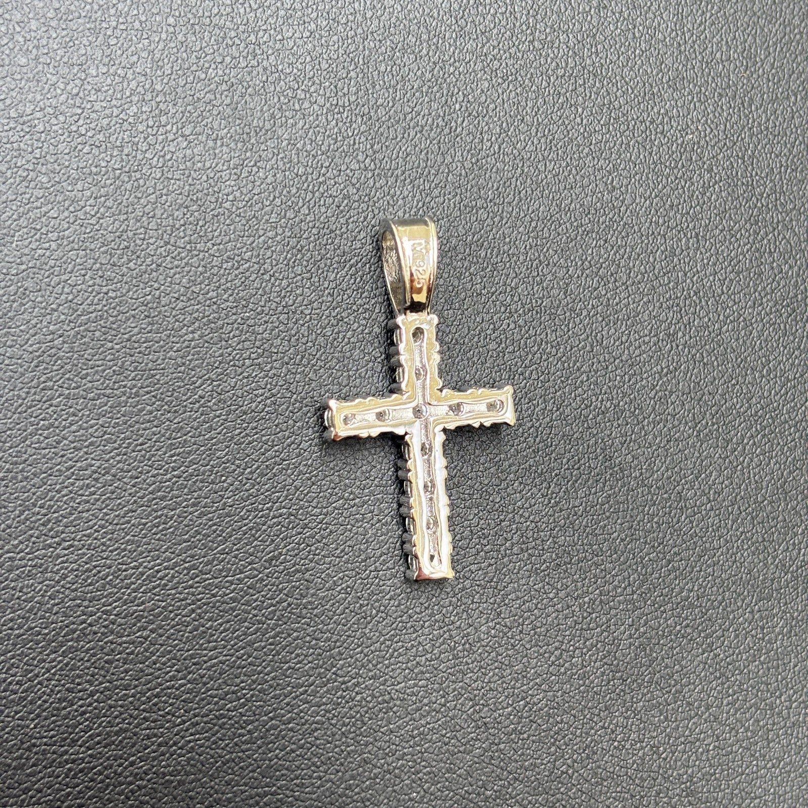 925 Sterling Silver Small Tennis Cross Pendant With Moissanite - Small - Image 11