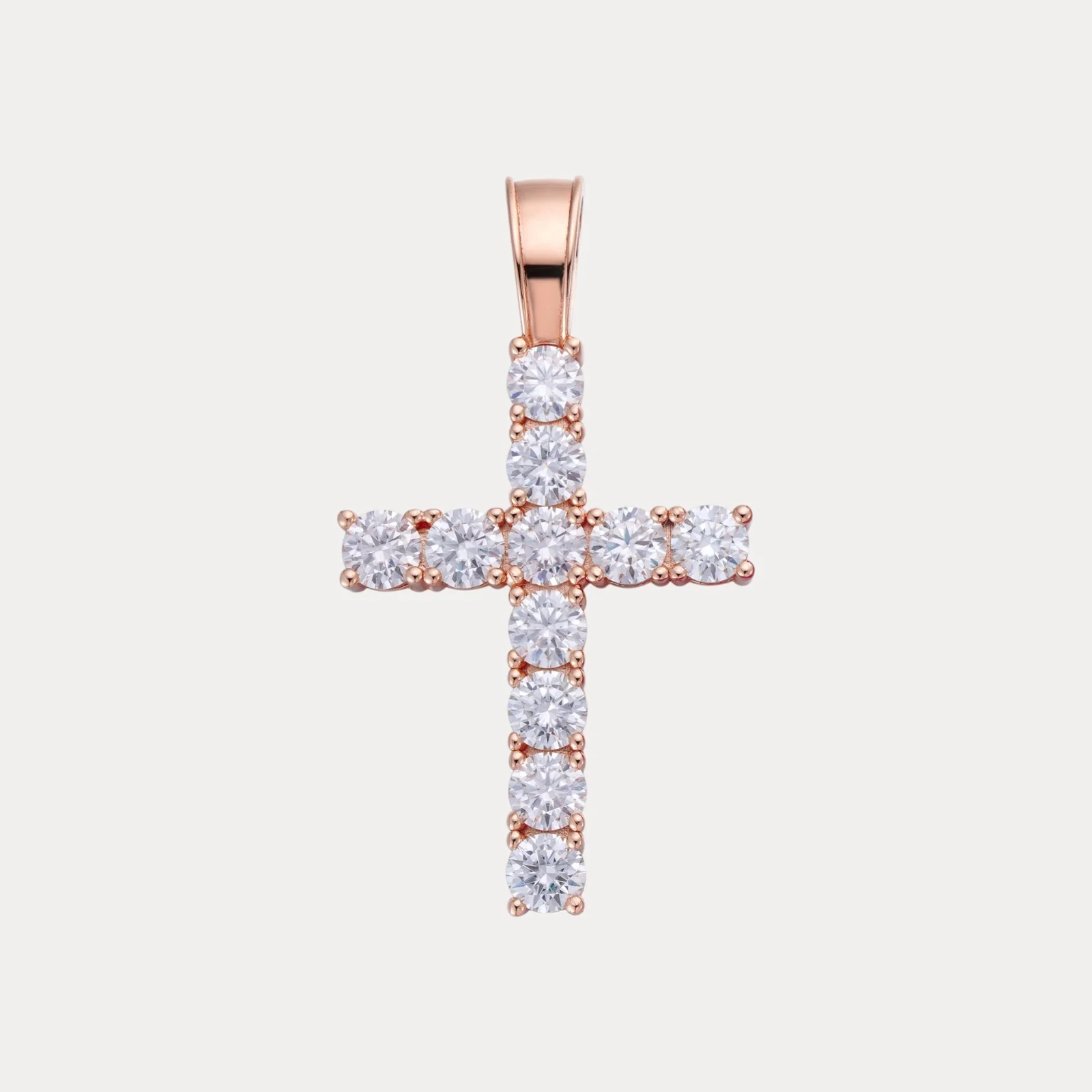 925 Sterling Silver Small Tennis Cross Pendant With Moissanite - Small - Image 3