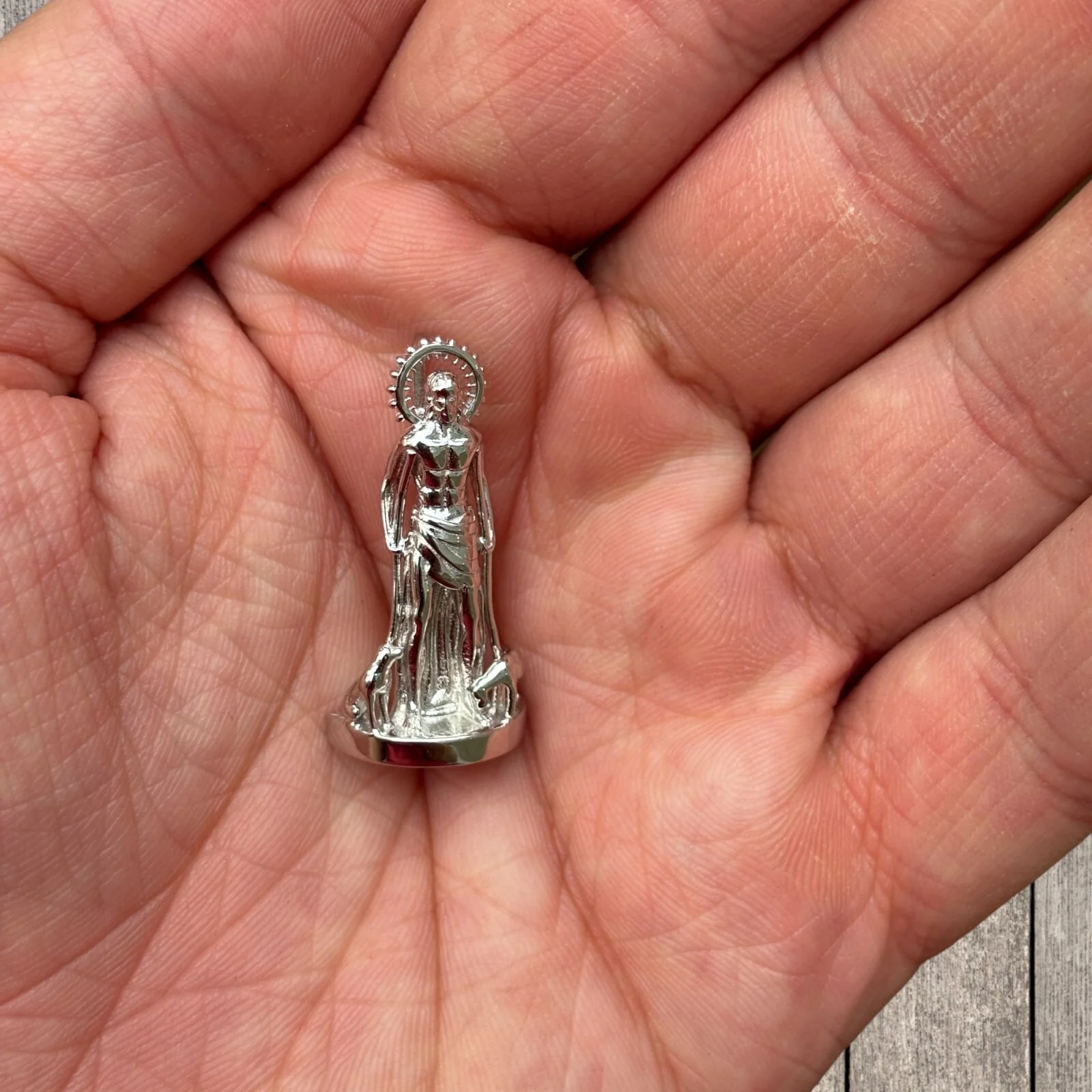 925 Sterling Silver St Lazarus San Lazaro Pendant - Small - Image 5