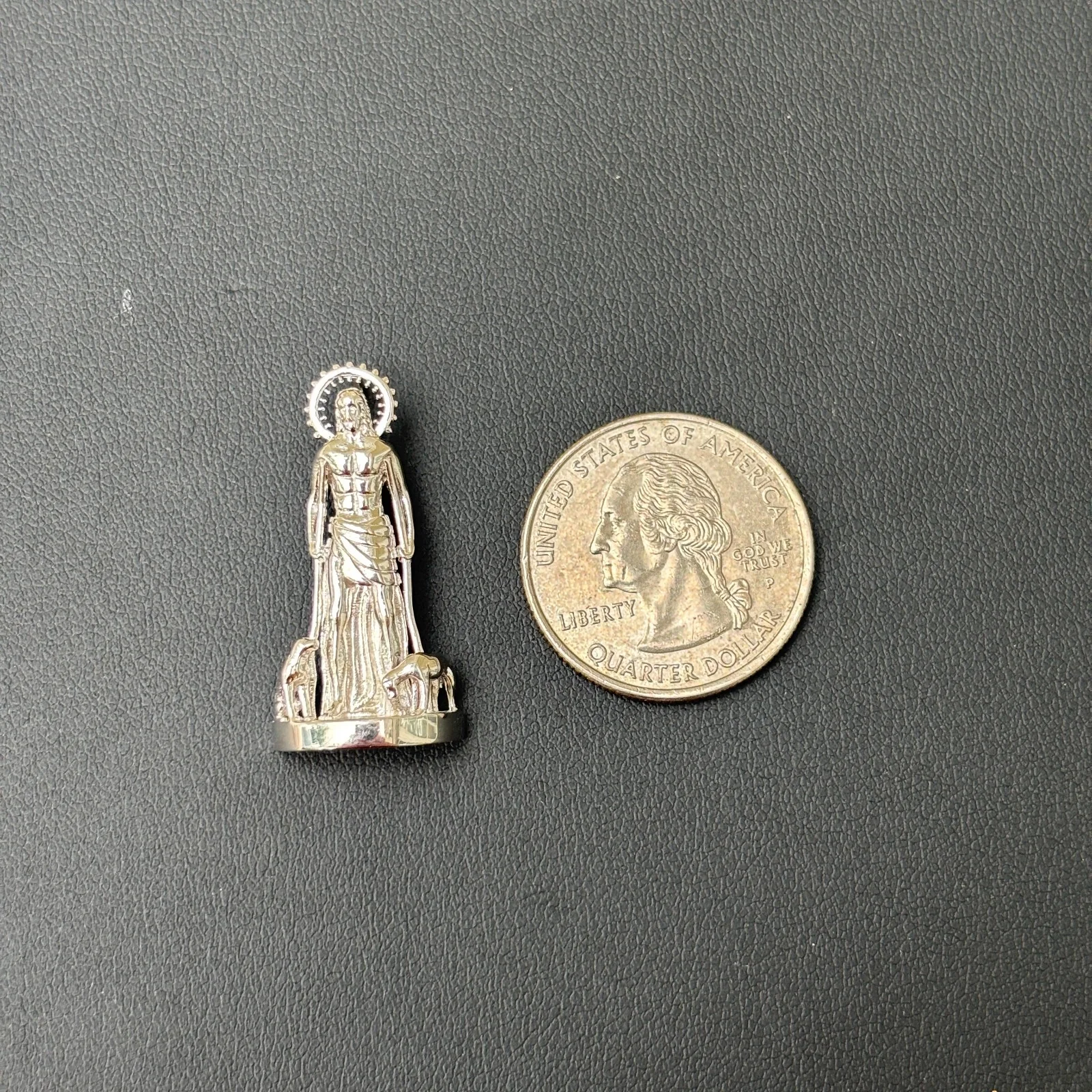 925 Sterling Silver St Lazarus San Lazaro Pendant - Small - Image 6