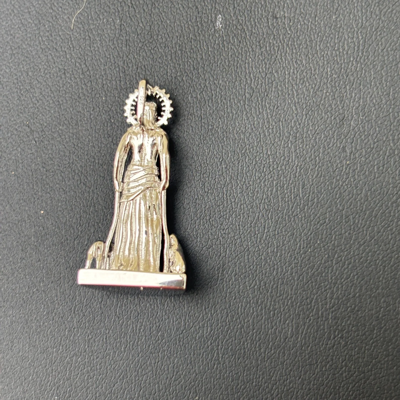 925 Sterling Silver St Lazarus San Lazaro Pendant - Small - Image 7
