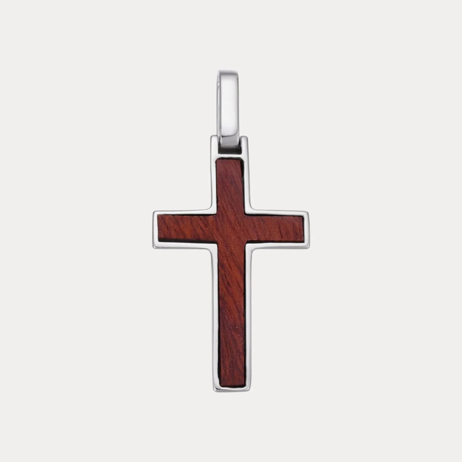 925 Sterling Silver Wooden Cross Pendant - Small