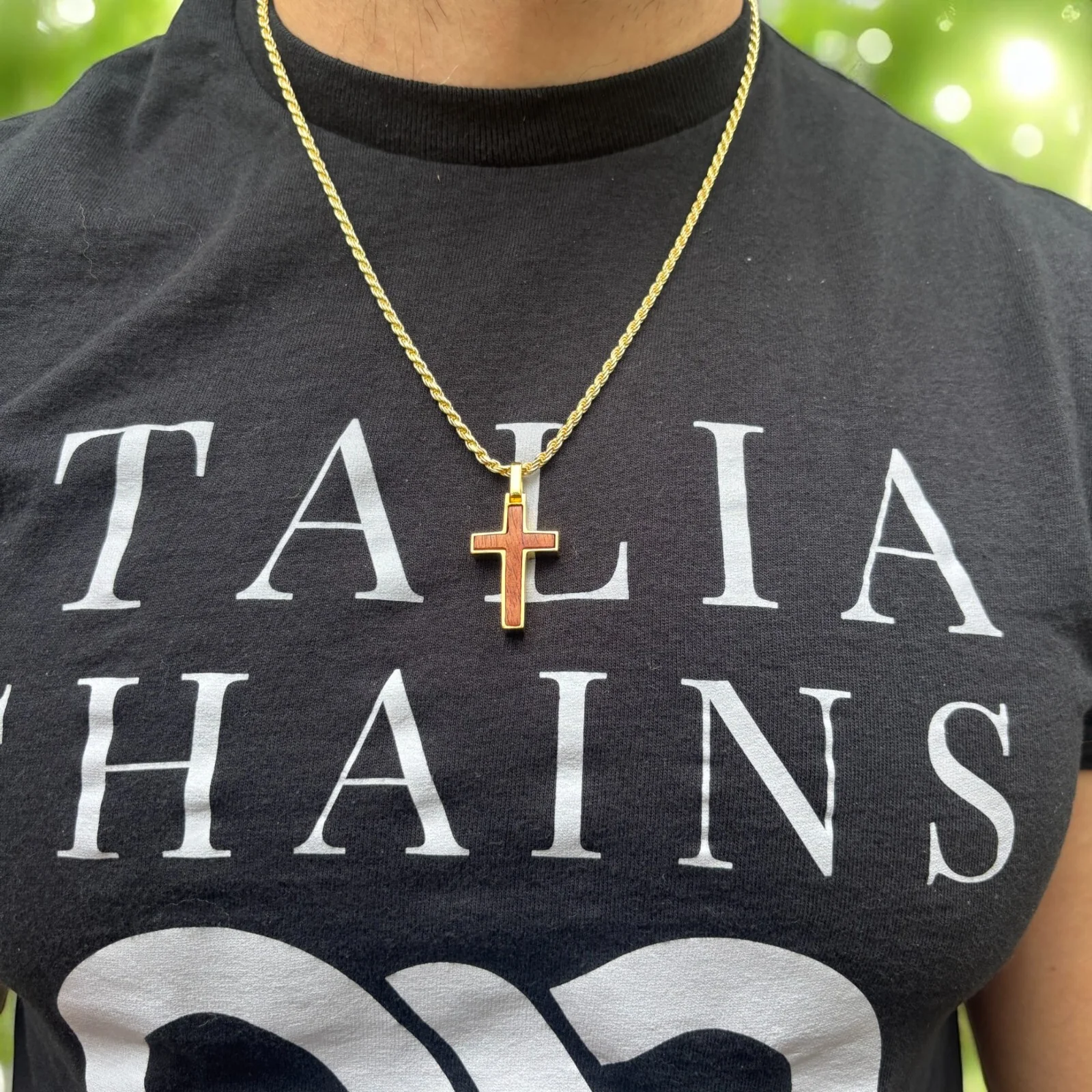 925 Sterling Silver Wooden Cross Pendant - Small - Image 10