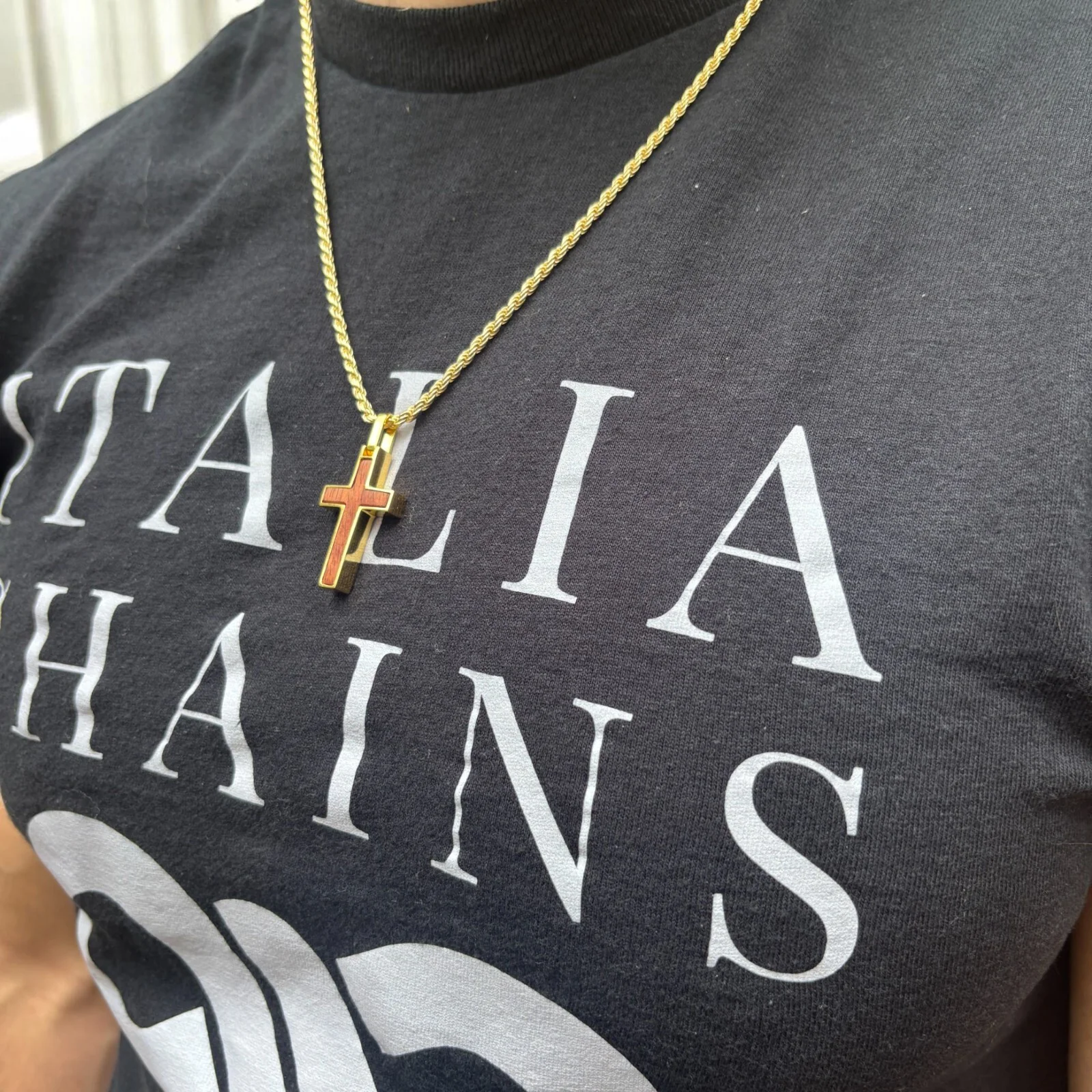 925 Sterling Silver Wooden Cross Pendant - Small - Image 11