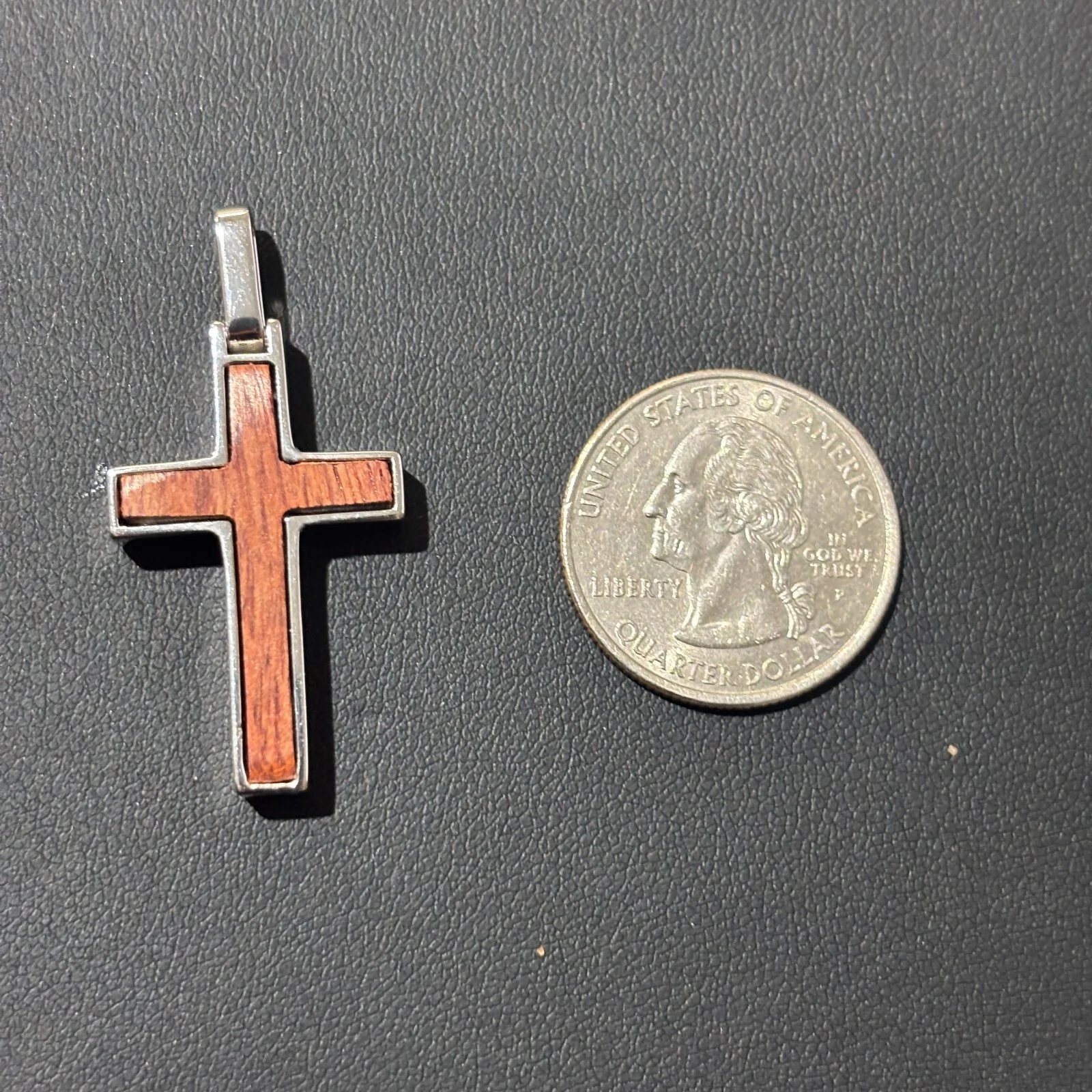 925 Sterling Silver Wooden Cross Pendant - Small - Image 6