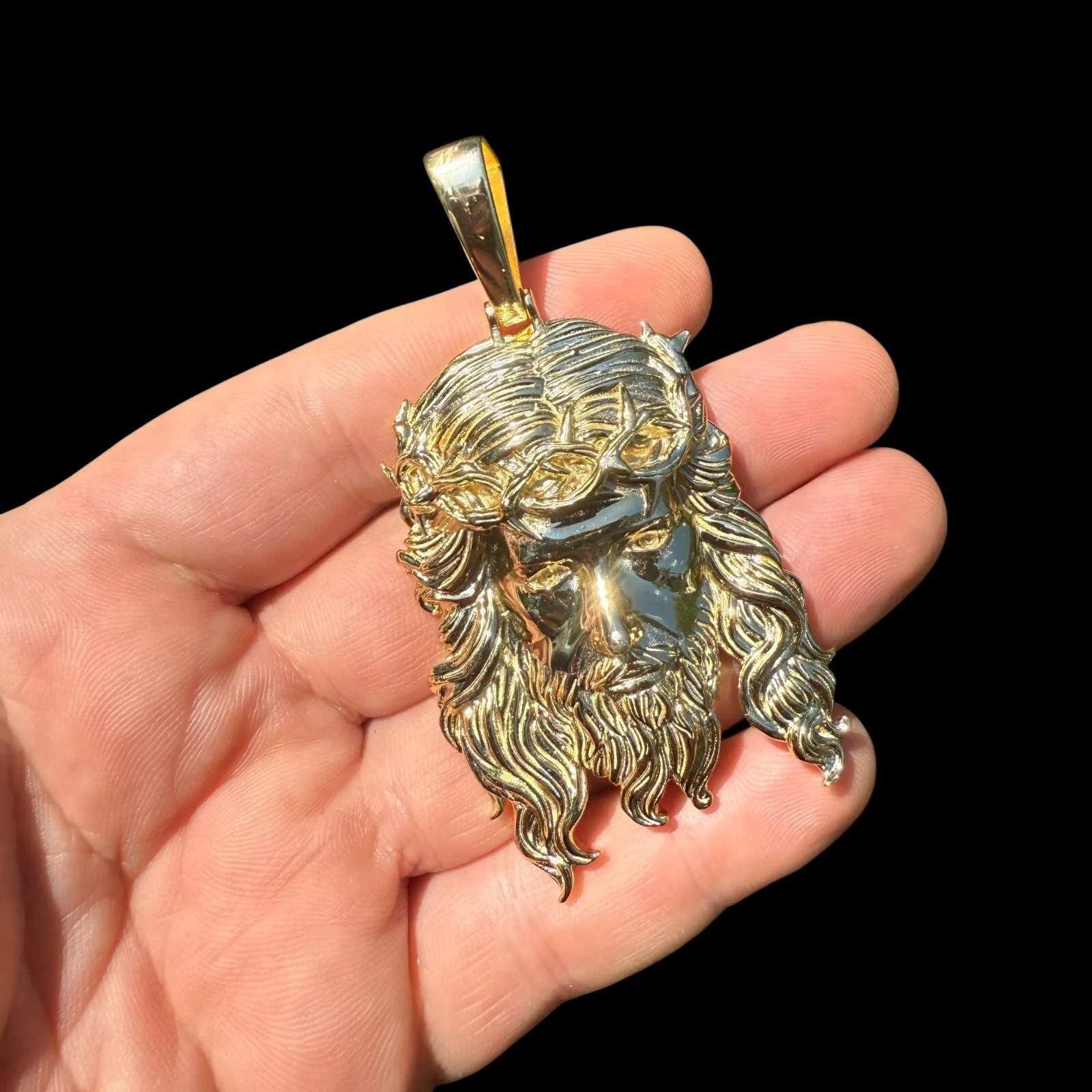 925 Sterling Silver Classic Jesus Piece Pendant - Large - Image 13