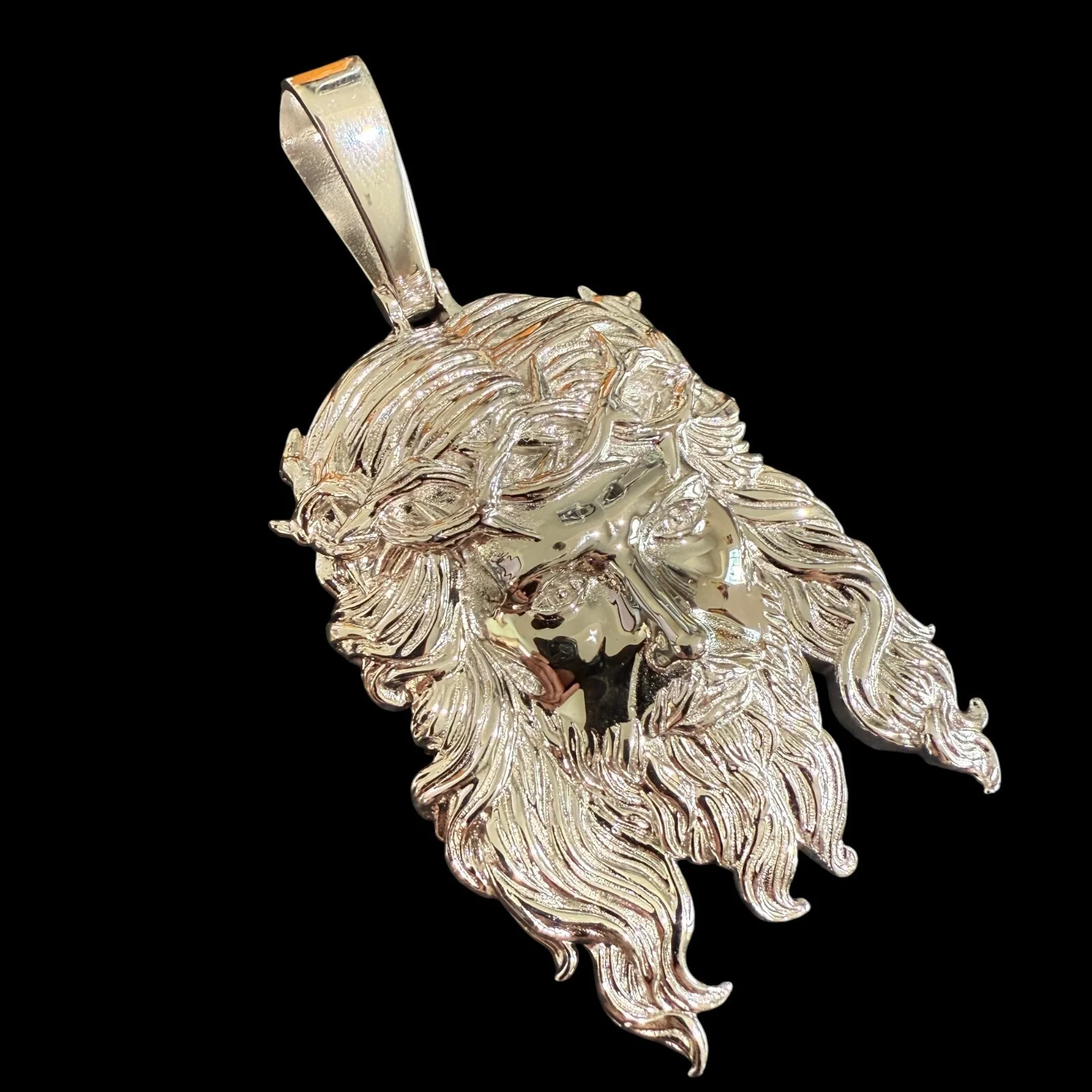 925 Sterling Silver Classic Jesus Piece Pendant - Large - Image 6