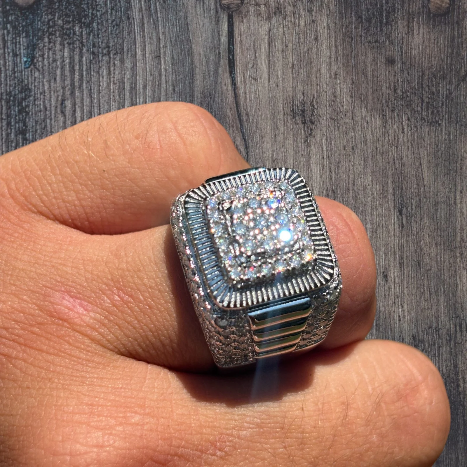 925 Sterling Silver Square Moissanite Ring - Image 10