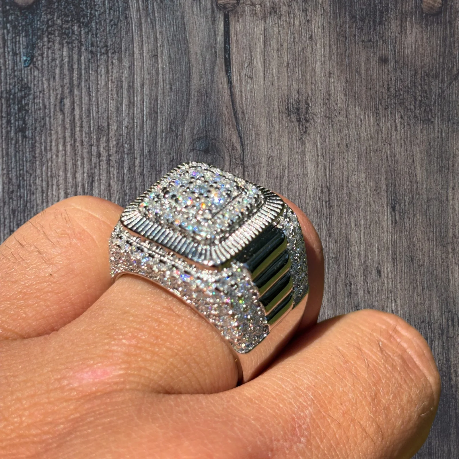 925 Sterling Silver Square Moissanite Ring - Image 5