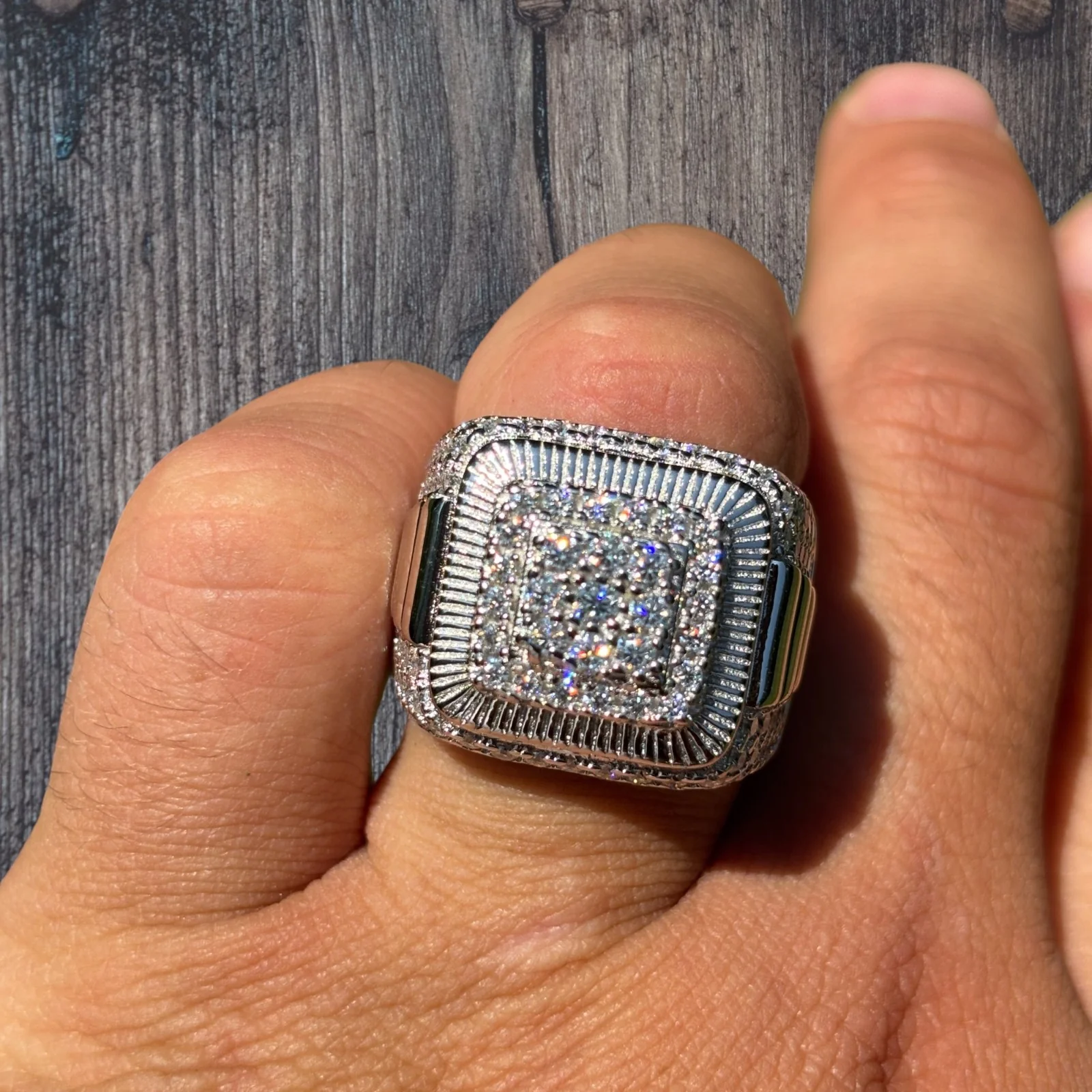 925 Sterling Silver Square Moissanite Ring - Image 9