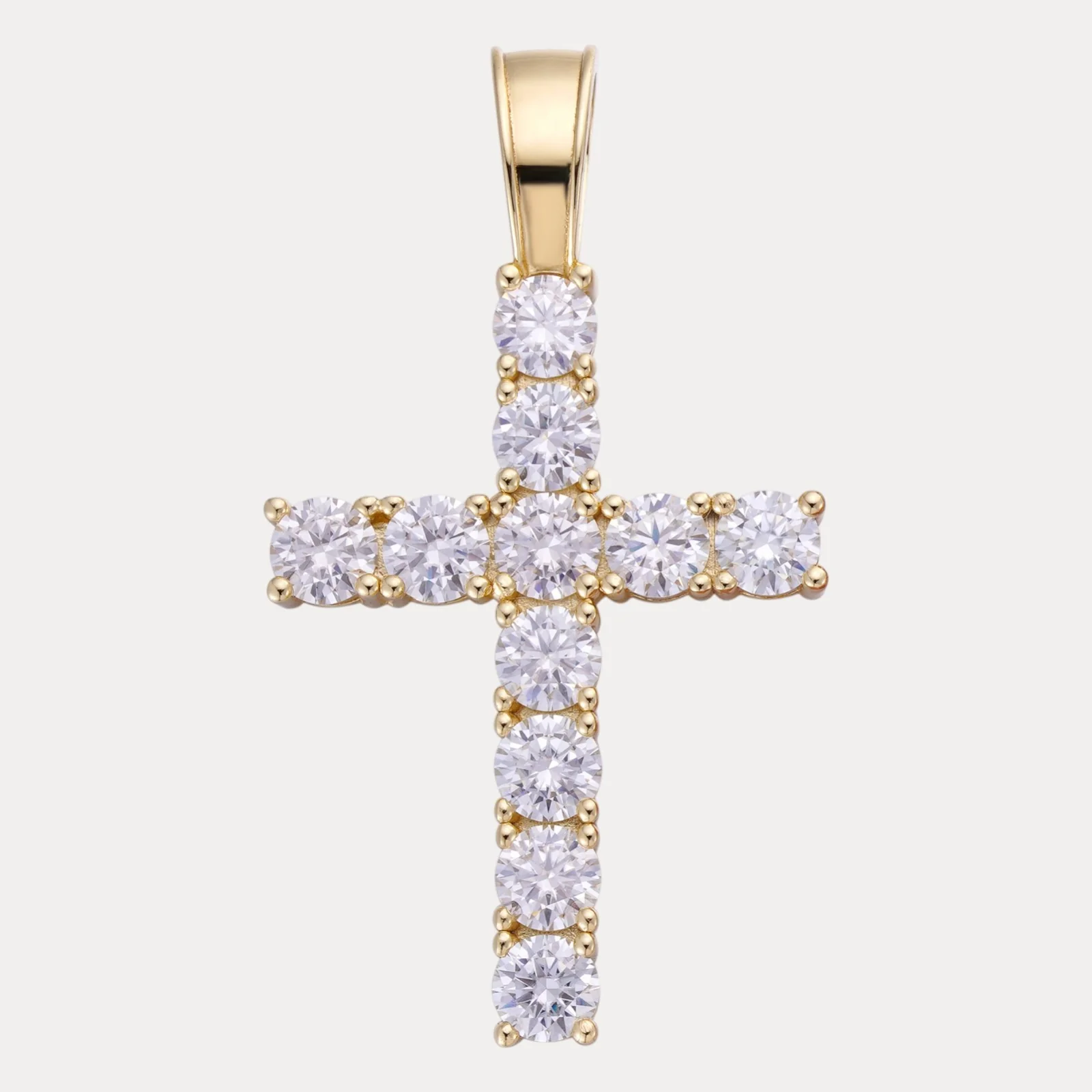 925 Sterling Silver Tennis Cross Pendant With Moissanite - X-Large - Image 2