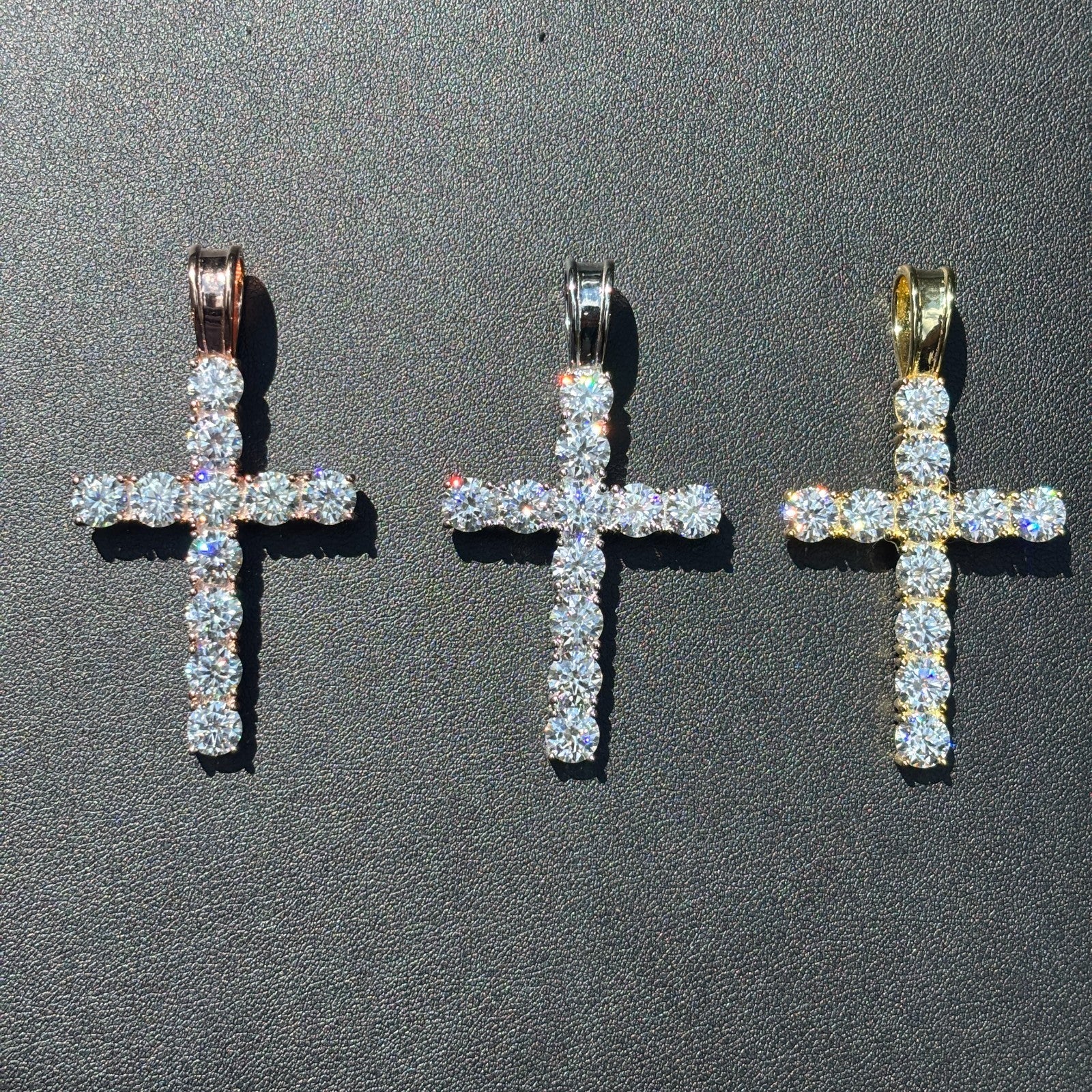 925 Sterling Silver Tennis Cross Pendant With Moissanite - X-Large - Image 4