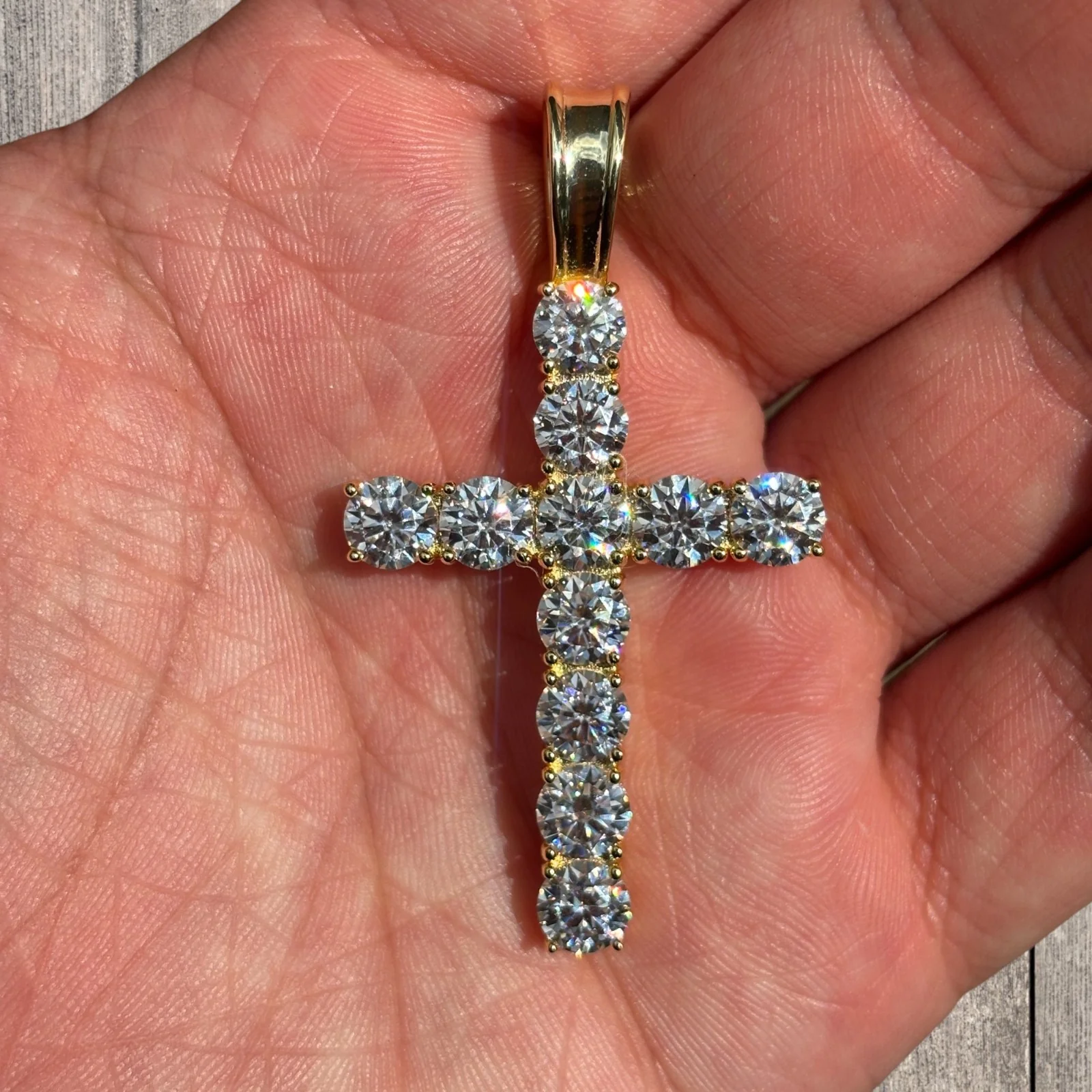 925 Sterling Silver Tennis Cross Pendant With Moissanite - X-Large - Image 8